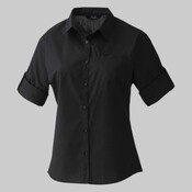 Premier Ladies Roll Sleeve Poplin Blouse