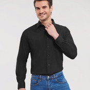 Long sleeve polycotton easycare poplin shirt