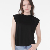 Women's flowy muscle tee with rolled cuff