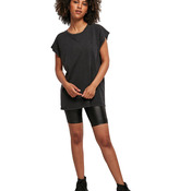 Women's acid washed extended shoulder tee