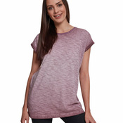 Women's spray dye extended shoulder tee