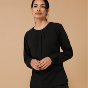 Henbury Ladies Pleat Front Long Sleeve Blouse