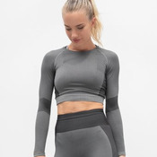 Tombo Ladies Seamless Panelled Long Sleeve Crop Top