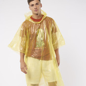 Emergency hooded plastic poncho