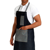 Denim Bib Apron with Contrast Pockets