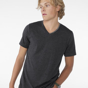 Unisex heather CVC short sleeve v-neck tee