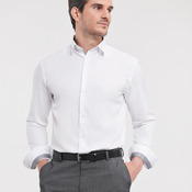 Men's Long Sleeve Tailored Contrast Herringbone Shirt 